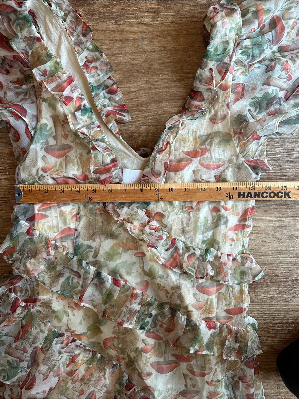 Selkie Elfin Dress Ivory with Mushroom Print - Picture 5 of 7